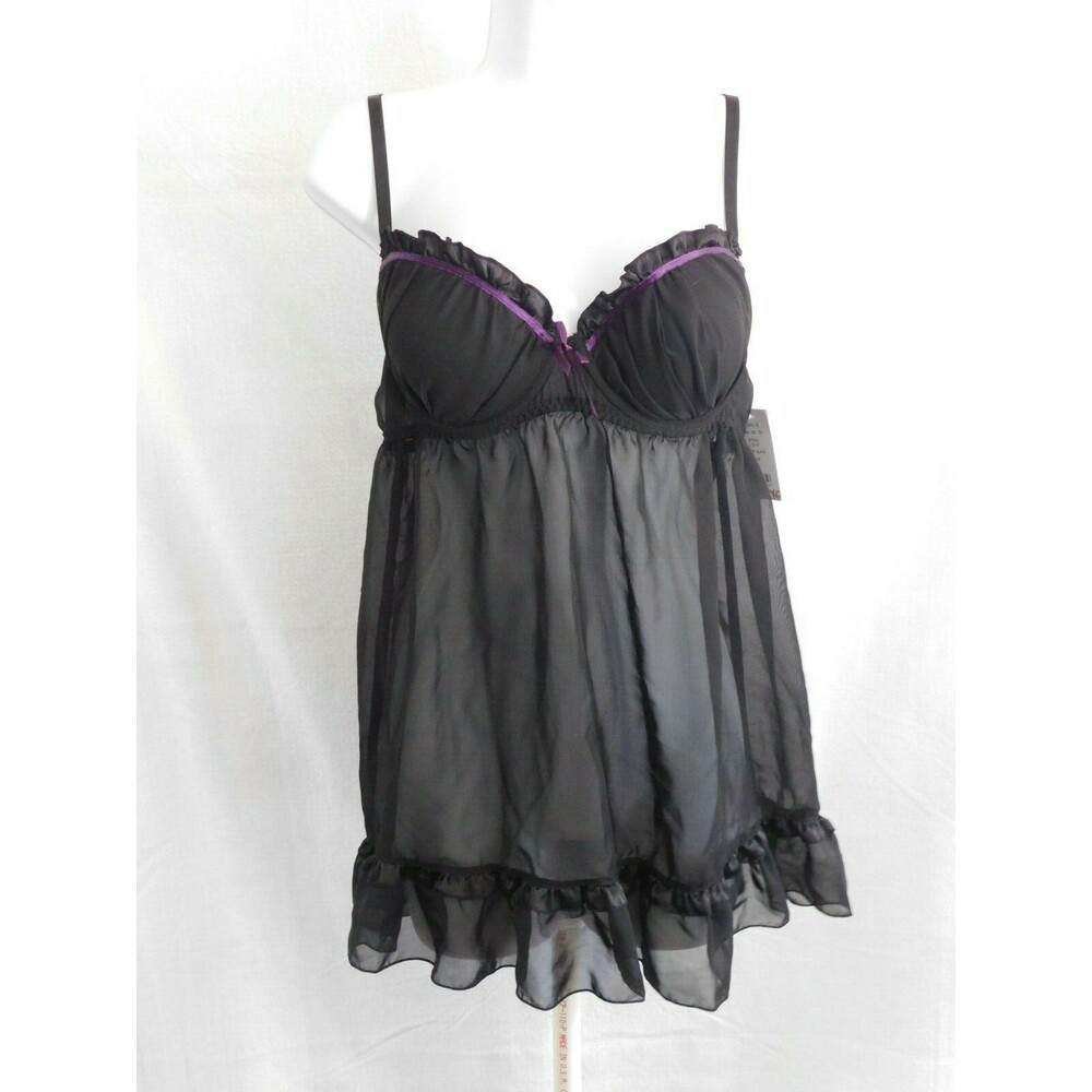 INNER SECRETS 2 Pc Black Teddy with Thong Panty - Style L5137 Size Large NEW
